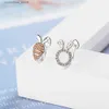 Ear Cuff Ear Cuff New series standard 925 printed silver cute rabbit and carrot transparent CZ clip earrings asymmetric earrings Y240326