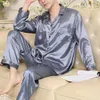 Pigiama da uomo Set Pigiama scozzese a righe in raso Pigiami da notte Pigiami Pigiama Casual Pigiami Homewear 05Sd #