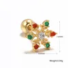 Stud Earrings Ins Creative Snowflake Earring Vintage Gold-plated Color Zircon For Women Girls Fashion Christmas Piercing Jewelry