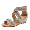 HIP HELLOP HEEL SANDALS Dames Summer Sandaalvrouwen Glijden één lijn open teen Romeinse schoenen met rugzipper 240228