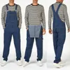 Streetwear Blue Men's Denim Jumpsuit Muti-Pockets Bibb Övergrepp Casual Male Susr Pants C5JD#