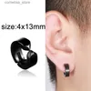 Ear Cuff Ear Cuff 1 piece of punk stainless steel clip earrings suitable for men women black non perforated Gothic jewelry for boys and girls Y240326