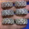 Band Rings Wholesale Miami Cuban Chain Rings Mens Rings Gold Plated Sparkling Hair Ice Full Cubic Zircon Hip Hop Fashion CZ Rock Jewelry J240326