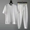 2024 Summer T-shirt Pants Ice Silk Suit Två stycken Set Thin Casual Sports Sport Man Fashion Sweatpants Set Plus Size 240325