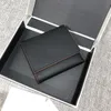 Fashion Men Calfskin Wallet Designer Handbag 6 Card Holders TOP Quality Black White Leather Purse with Box