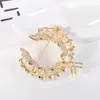 Boucles d'oreilles pendantes pour femmes, broche en couronne de perles, style Baroque, tendance, élégante, épingles à feuilles circulaires, cadeaux de fête de mariage