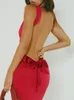 Casual Kleider WeiYao Backless Bow Strap Bodycon Sexy Frauen Elegante Party Geburtstag Kleid Für Vintage Rot Ärmelloses Abendkleid