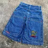 JNCO Shorts Y2K Hip Hop Pocket Worbgy Denim Gym Shorts Mężczyźni Kobiety 2023 Summer New Harajuku Gothic Men Basketball Shorts Streetwear Z15i#