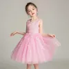 Eid çocuk için kız elbise şenlikli debutante prenses düğün zarif parti pembe dantel 5 8 ila 9 12 yaşındayken çocuk kıyafetleri 240318