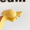 Caseist Creative 3D Peel Banana Phone Case Cute Gift Soft Silicone Fidget Relief Squeeze Release Stress Toy Cover Holder Stand för iPhone 15 14 13 12 11 Pro Max XS 8 7 Plus