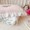 Filtar 120x150 cm Muslin Bomulls baby täcke med spets trim söt rosa flickas tröstare mjuk fairy prinsessan filt fyllmedel