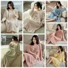 Dames Nachtkleding Jacquard Warme Pyjama Herfst Winter Dikker Flanel Nachthemd Koraal Fleece Meisjes Zoete Strik Lange Mouw Nachtkleding Nachtjapon