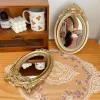 Miroirs Style de palais français rustique cadre de sculpture miroir de Table plateau de miroir doré miroir décoratif pour la maison miroir de maquillage de Table de chambre à coucher