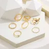 Cluster Anelli Gioielli da donna di lusso per il 2024 Serpente intarsiato con strass Luna Cuore Knuckle Ring Set Coreano Moda di fidanzamento