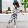 여자 아기 의류 세트 여름 민소매 꽃 어린이 옷 시폰 셔츠 바지 슈트 아동 캐주얼 라운지웨어 240325