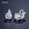 Ear Cuff Ear Cuff ZAKOL 7mm cubic zirconia round perforated clip earrings suitable for womens fashion CZ crystal ear sleeves womens wedding party gifts jewelry Y2403