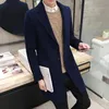 Trenchs d'hommes Hommes coréen manteau couleur unie revers simple boutonnage longues vestes bureau d'affaires travail tempérament cardigan pardessus