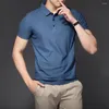 Men's T Shirts Men Solid Color Shirt Stylish Lapel Collar Summer With Design Breathable Fabric Stretchy Fit For Or Business Wear