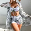 Women's Swimwear 2024 Print Three-Piece Swimsuits Tankini Sets Female Push Up For Beach Wear Bathing Suits Pool Swimming Suit