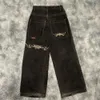 Jnco Y2K Джинсы для мужчин Хип-хоп Графические Мешковатые Ретро Синие Джинсы Брюки 2023 Новые Harajuku Широкие Брюки с Высокой Талией Уличная Одежда 55Is #