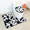 Mats Cow Milk Printed Badrummatta 3 st Set Toalett U Typ Antislip Absorberande fotmatta Toalettstol täcker badmatta heminredning