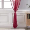 Zasłony biały pom, Tasseled Sheer Curtains for Beachroom Farmhouse Faux Linen Semivoile Transpail Transperent Drapes Drapes