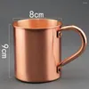 Placas decorativas 450ml caneca de cobre copo de água moscow mule corpo reto curling bar cocktail vidro cerveja