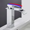 Bathroom Sink Faucets Basin Waterfall Faucet Wide Mouth Stainless Steel Mirror Treatment Square Elbow Counter Torneiras Do Banheiro