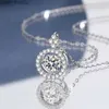 Oorbellen Ketting Een echte set mosiliconen sieraden 925 sterling zilver sprankelende hartslag diamanten hanger ketting oorbellen L240323