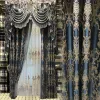 Curtains European Blue Embroidered Tulle Valance Luxury Curtains for Living Room Bedroom Blackout Elegant Classical Custom Window Dining