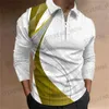 T-shirts pour hommes Geometry Line Business Mens 3D Imprimer Polo Outdoor Casual Daily Strtwear Polyester Long Slve Turndown Zip Polos L T240325