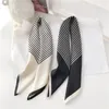 Scarves Spring Korean Ins Simple Black And White Imitated Silk Tie Hair Scarf Band Professional Satin