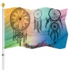 Acessórios Dreamcatcher Wolf Flag Bandeiras cinza com costura dupla para casa ao ar livre Decoração de quintal interno Banners de poliéster com ilhós de latão