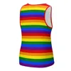 Débardeur coloré drapeau arc-en-ciel Gay Pride LGBT motif moderne Gym été hauts moulants impression complète chemises à manches pour hommes J6EB #