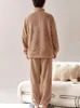 matching Pajamas Pyjama Couple Men Winter Pajama Plush Men's Plus Size Room Wear Men Sleepwear Pijama Set Night Gown Full Body 6084#