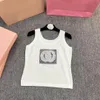 Summer Black White Knit Vest Round Neck Sleeveless Top Tank Luxury Designer 2024 Women Fashion Streetwear