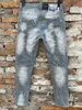 Designer Mens Jeans Hip Hop Pants Stylist Jeans Distressed Ripped Biker Jean Slim Fit Motorcykel Denimjeans Storlek 44-54