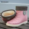 Comemore Womens Sapatos à prova d'água verde -d'água Rainhoes de borracha de pele rosa Mulher Galoshes Designer Mid Calf Winter Rain Boots 240321