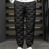 men Cott Pants Autumn Winter White Duck Down Padded Thermal Sweatpants Elastic Waist Drawstring Thickened Joggers Pants B5jG#