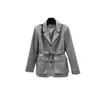 Women's Suits & Blazers designer brand Spring/Summer New Pra Loose and Casual British Style Simple Versatile Slim Fit Belt Flip Collar Suit Coat for Women FPAD