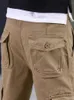 kstun 2024 outono homens macacão calças casuais corte reto 100% cott calças de carga homens baggy calças masculinas ao ar livre multi bolsos m2nP #