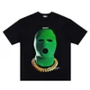 T-Shirt surdimensionné en détresse pour hommes, Streetwear Hip Hop Vintage, capuche verte, Gangster imprimé, Harajuku, couverture en coton, 240325