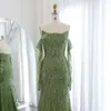 Dubai sereia disse verde noite sharon vestidos com luvas 2024 elegante arábia saudita feminino vestidos de festa de casamento ss306