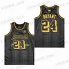 T-shirts hommes Hommes Basketball Jerseys Legend 8 24 Bryant Jersey Couture Broderie Sports de plein air de haute qualité Tissu de peau de serpent noir T240325