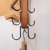 Cabides 6 ganchos saco de armazenamento cabide multifuncional de madeira rack gravata cachecol organizador cremalheiras de madeira maciça rotatable guarda-roupa pendurado gancho