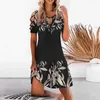 Grundlegende Freizeitkleider Damen Blumendruck Partykleider Sexy Sommer Kurzärmeliges O-Ausschnitt-Minikleid für Damen 2022 Hollow Out Design Elegantes KleidC24315