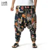 Herrenhose, Haremshose für Herren, neuartiger bedruckter Baggy-Stil mit Taschen, Hose aus Baumwollmischung