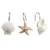 Accessoires 12 pièces résine décorative coquillage étoile de mer crochets de rideau de douche rails de suspension maison hôtel salle de bain plage coquille décor crochet organisateur