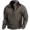 Herren-Kapuzenpullover, Reißverschluss-Sweatshirt, Polar-Fleece, halb einfarbig, Sport, Outdoor, Alltag, Streetwear, Basic, lässig, Frühling, Herbst, coole Herren