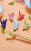 Ceramika Paper Crane Phopstick Holder Birdie Pałeczka Pucharcze widelca Dzieci pałeczka stojak na stół domowy narzędzie dekoracyjne B3923637